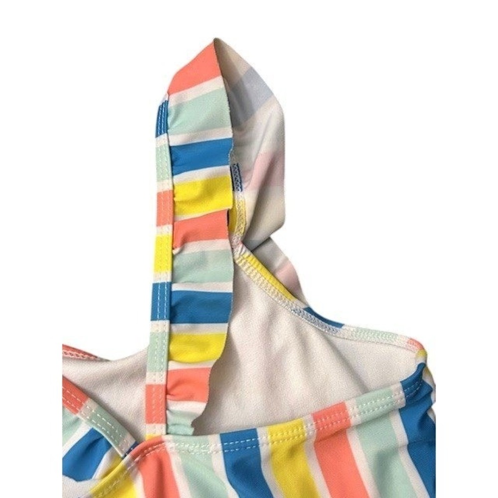 Girls 4T Striped Ruffle One Piece Swimsuit Bathing Suit Beach Pool Splash Summer - Picture 10 of 11